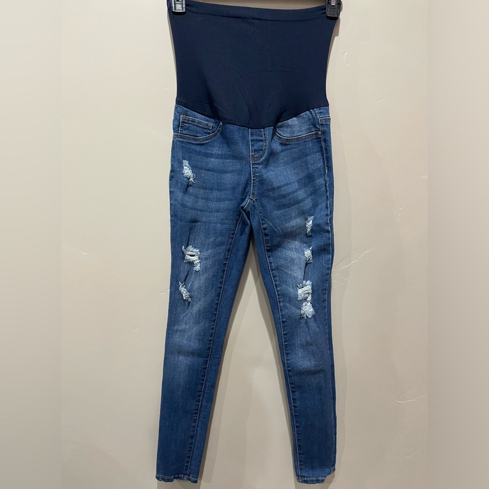 Blue Savvy Maternity Blue Jeans Size Small, Distressed
